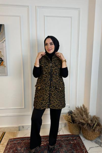 Leopar Yelek kahve  leopar kahve