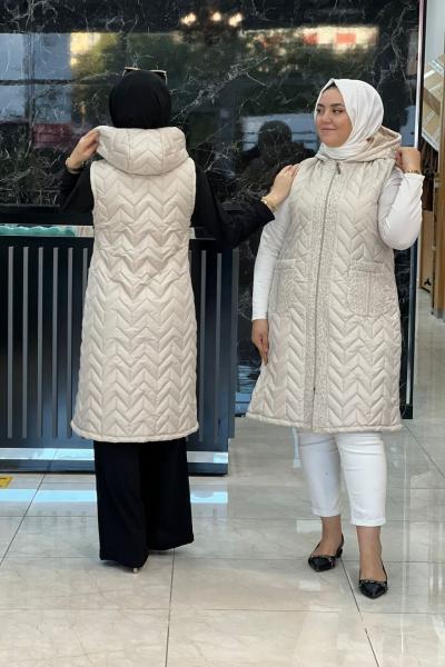 Melis Kapitone Yelek Taş Taş Rengi