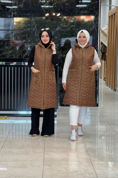 Melis Kapitone Yelek Taba Taba