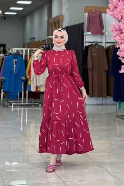 Mine Elbise Bordo Bordo