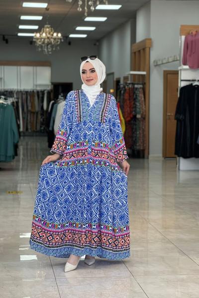 Miraç Elbise Saks Mavisi Saks Mavisi