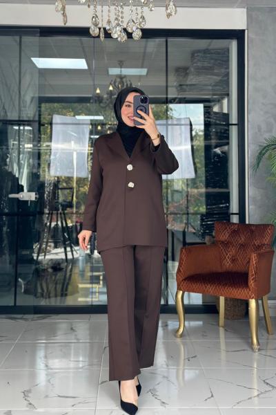 Modern Ceket Takım Kahverengi Kahverengi