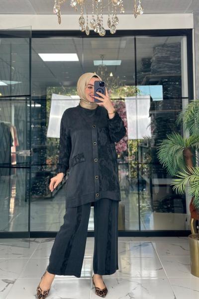 Mücevher Üçlü Takım Siyah Kemik Siyah