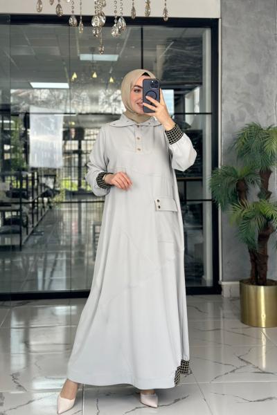 Nergiz Elbise-Gri Gri