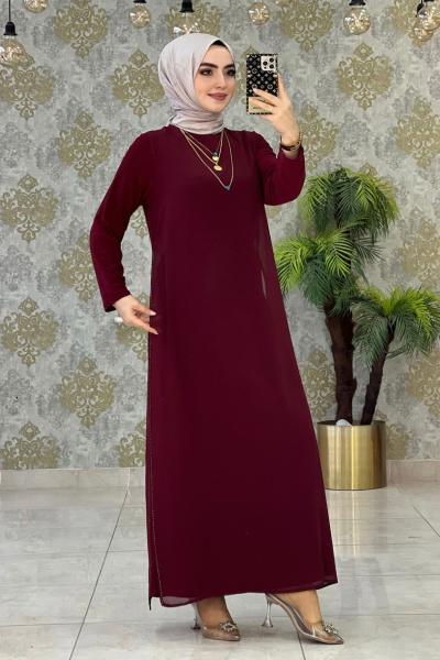 Nesli Elbise Bordo Bordo