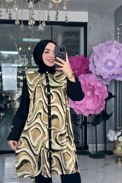 Nihal Pantolon Takım-Vizon Vizon