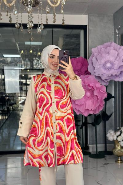 Nihal Pantolon Takım-Turuncu Turuncu