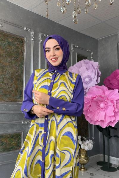 Nihal Pantolon Takım-Mor Mor