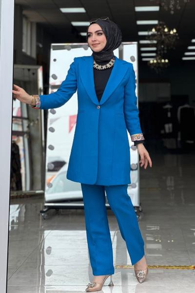 Nilgün Ceket Takım Saks Mavisi Saks Mavisi