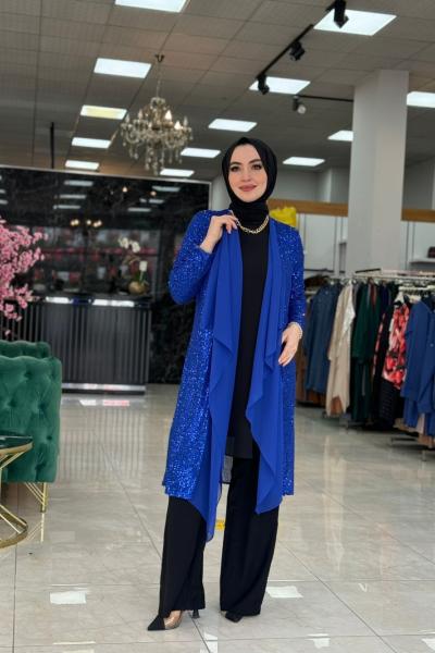 Özge İçli Dışlı Takım Saks Mavisi Saks Mavisi