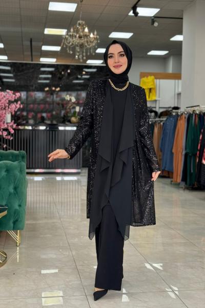 Özge İçli Dışlı Takım Siyah Siyah