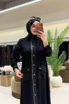 Paraşüt Detaylı Ferace Siyah Siyah