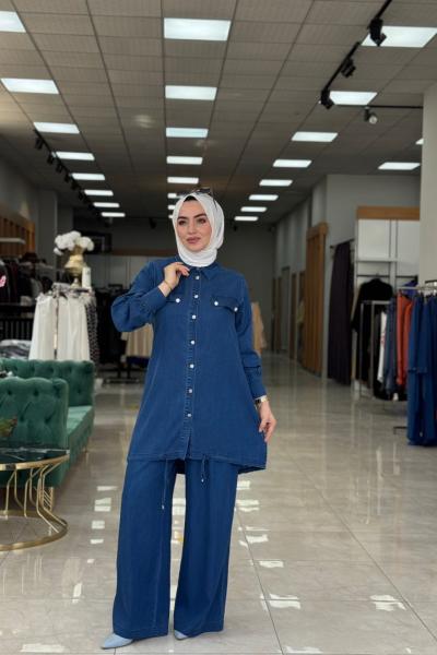 Pırıl Pantolon Takım-Mavi Mavi