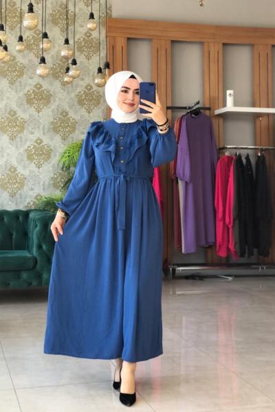 Prenses Elbise İndigo  mavi indigo