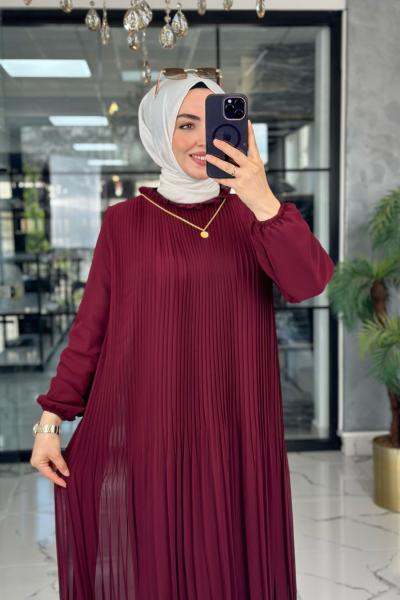 Prenses Elbise-Bordo Bordo