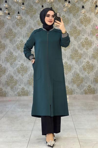 Ribanalı Kap Petrol Yeşili Petrol Yeşili