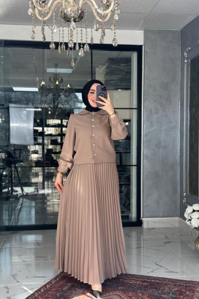 Rümeysa Etek Takım Vizon Vizon