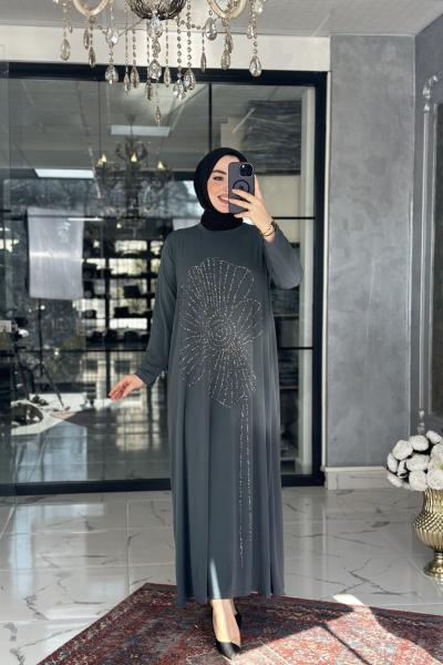 Saliha Elbise Gri Gri
