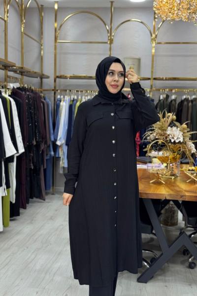 Selen Gömlek Siyah Siyah