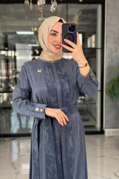 Şeyda Cupra Elbise-Lacivert Lacivert