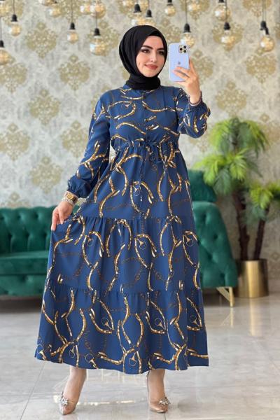 Şeyma Elbise İndigo mavi indigo