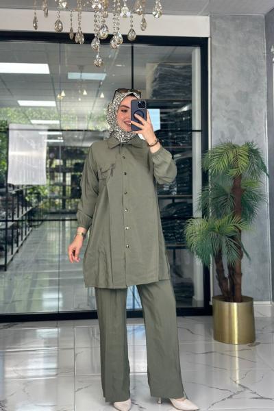 Sibel Pantolon Takım-Haki Haki