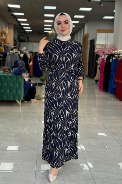 Talya Kristal Elbise-Lacivert Lacivert