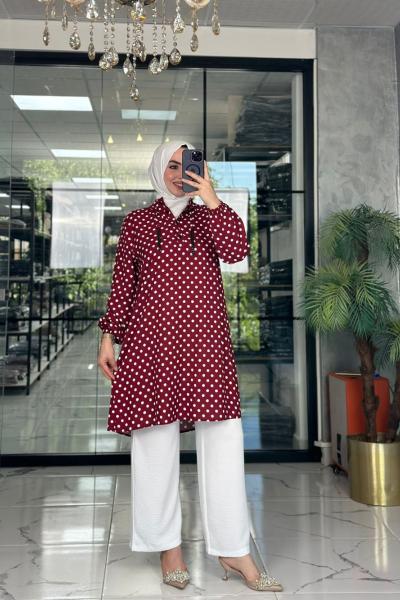 Tülay Puantiyeli Takım-Bordo Bordo