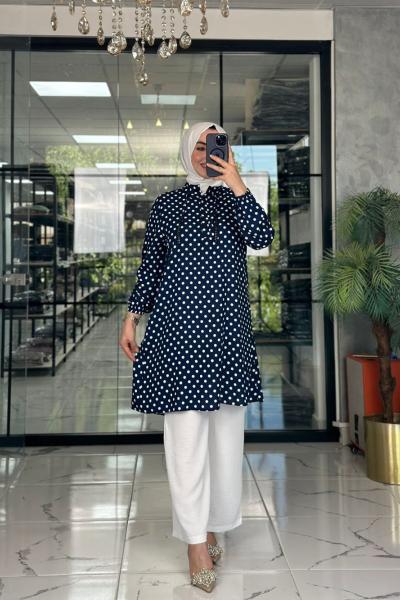 Tülay Puantiyeli Takım-Lacivert Lacivert