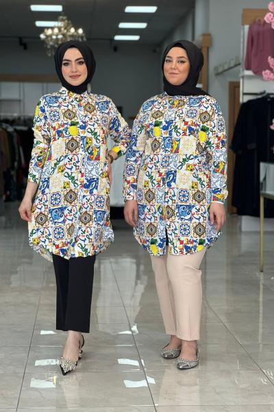 Tunik Gömlek Beyaz Beyaz