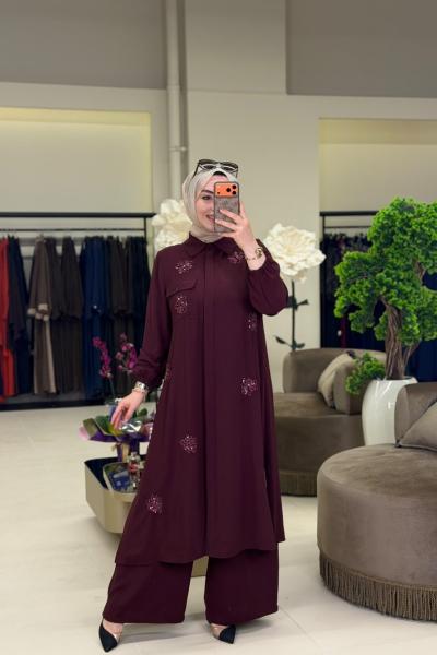 Yasmin Takım Bordo Bordo