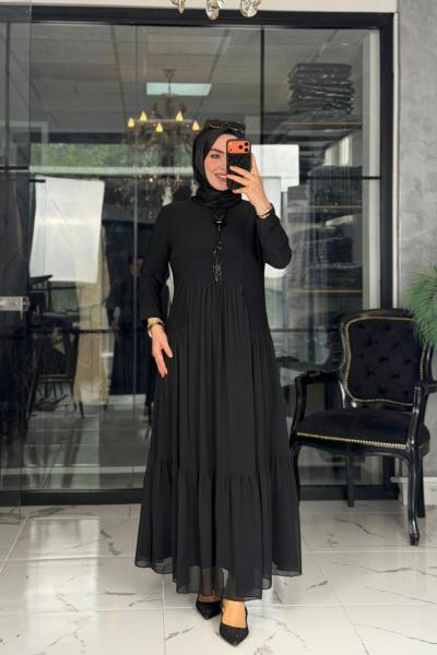Yelda Elbise Siyah Siyah