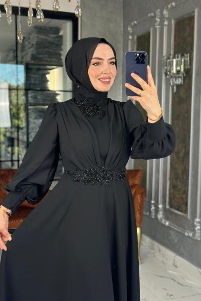 Yüsra Abiye Elbise Siyah