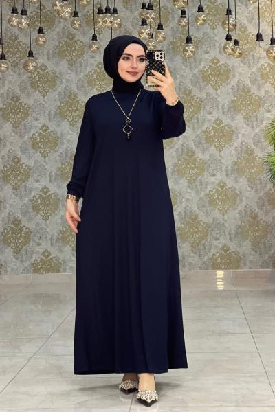 Yüsra Düğmeli Elbise Lacivert Lacivert