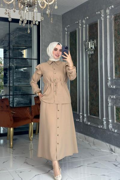 Zerda Etek Takım-Bej Bej