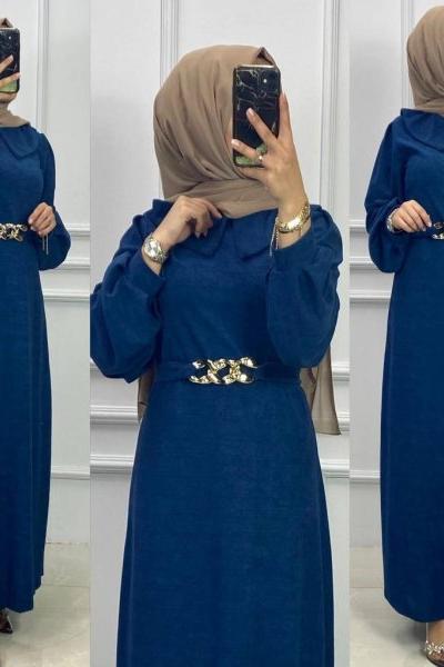 2022 Kadife Elbise-İndigo