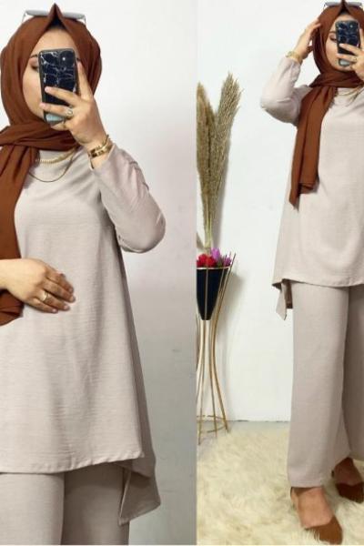 Aerobin Pantolon Tunik Takım Taş Taş Rengi