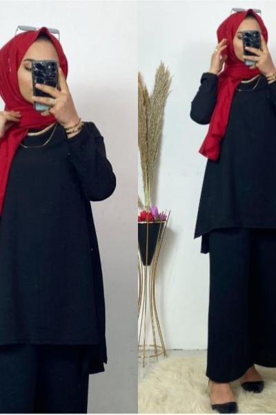 Aerobin Pantolon Tunik Takım Siyah  Siyah