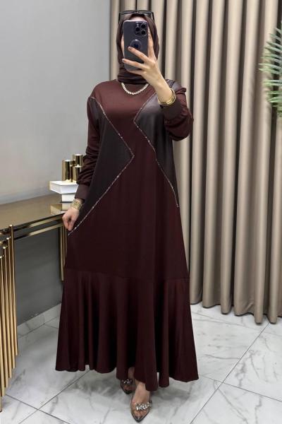 Afra Abiye Elbise Kahve Kahverengi