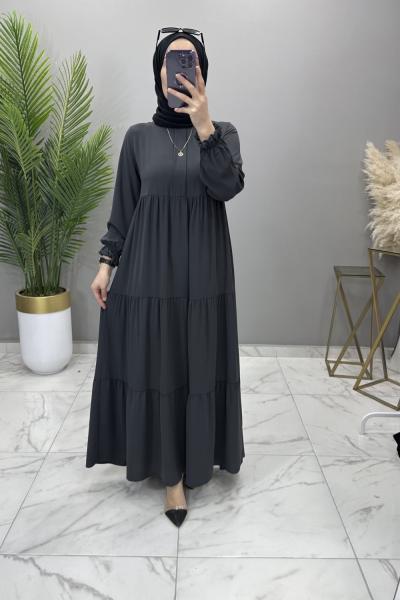 Alya Medine İpeği Elbise Füme Füme