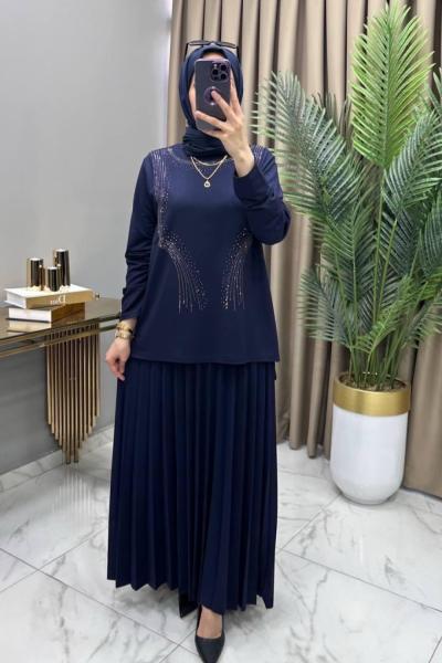 Alya Taşlı Takım Lacivert  Lacivert