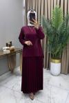 Alya Taşlı Takım Bordo Bordo