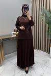 Alya Taşlı Takım Kahve Kahverengi