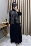 Asel Elbise Yelek Takım Siyah Siyah