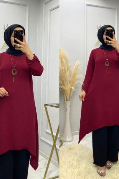 Ayda Tunik Pantolon Takım Bordo