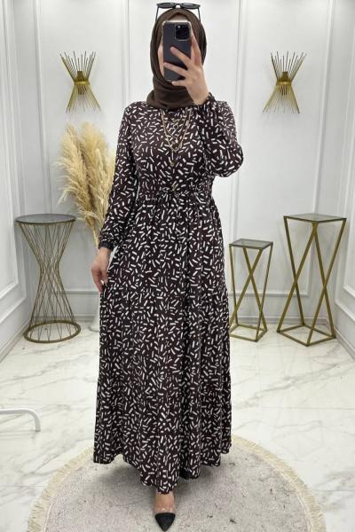 Aygül Elbise Kahve  Kahverengi