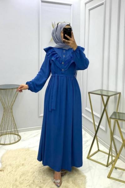 Ayla Ayrobin Elbise İndigo İndigo