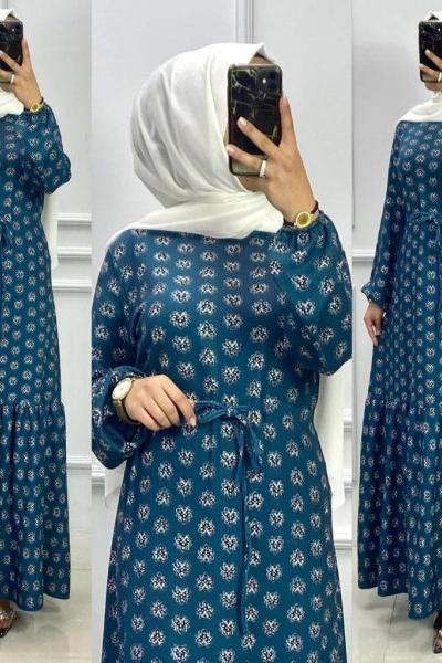 Bağcıklı Elbise 1-Petrol Yeşili