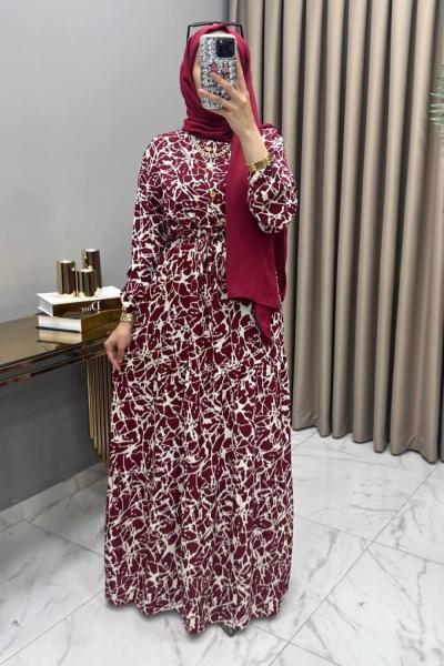 Bahar Elbise Bordo Bordo