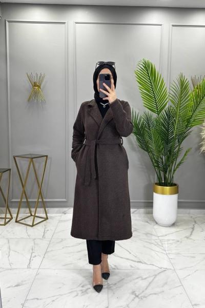 Balık Sırtı Kaşe Kap Kahve Kahverengi